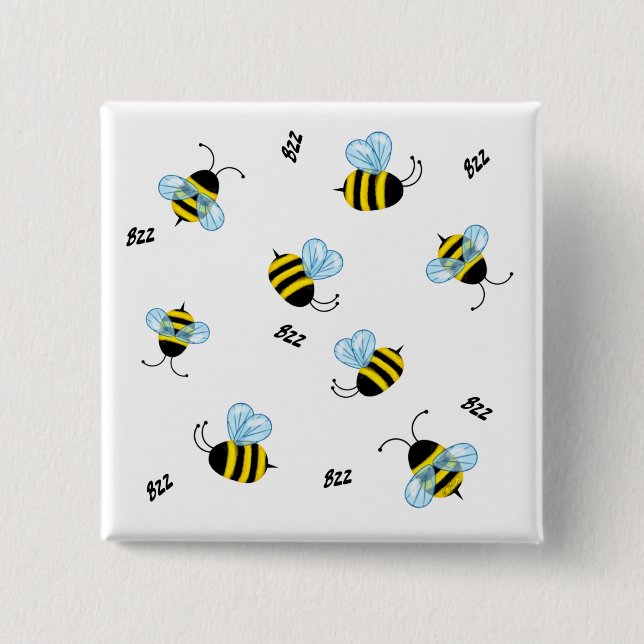 Busy Buzzing Bumble Bees Button (Front)