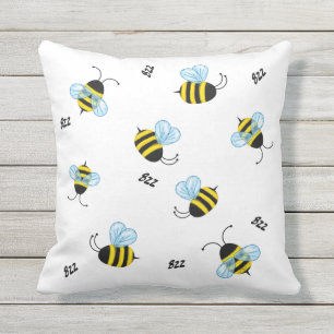 Busy Buzzing Bumble Bees Garden Insects Outdoor Pillow