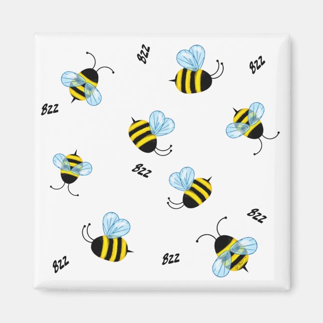 Busy Buzzing Bumble Bees Honeybees Magnet (Front)