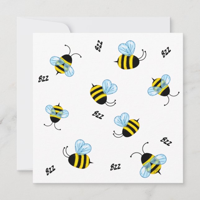 Busy Buzzing Bumble Bees Personalized Note Card (Front)