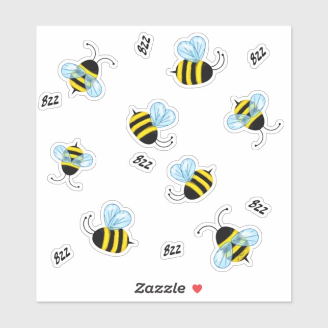 Busy Buzzing Bumblebees Honeybee Decal Stickers (Sheet)