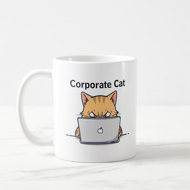 Busy Corporate Cat Mug - For your daily sips (Left)