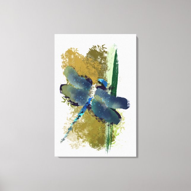 "busy dragonfly" insect painting canvas print (Front)