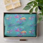Busy Fishes Cyan Tissue Paper