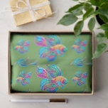 Busy Fishes Green Tissue Paper