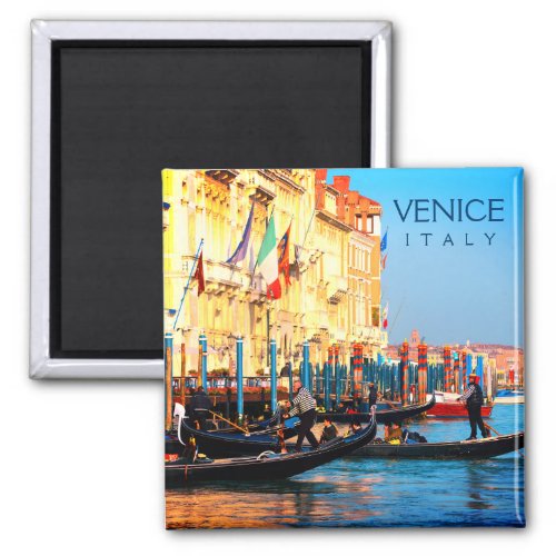 Busy Gondola Station In Venice Italy Magnet
