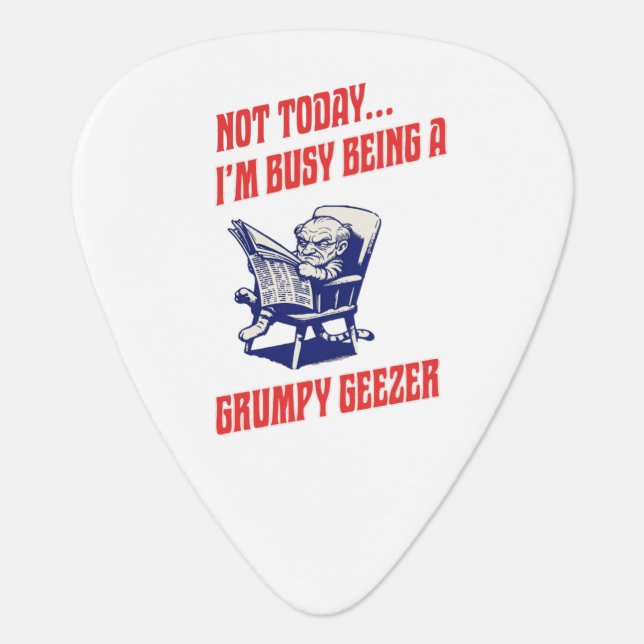 Busy Grumpy Geezer Guitar Pick (Front)