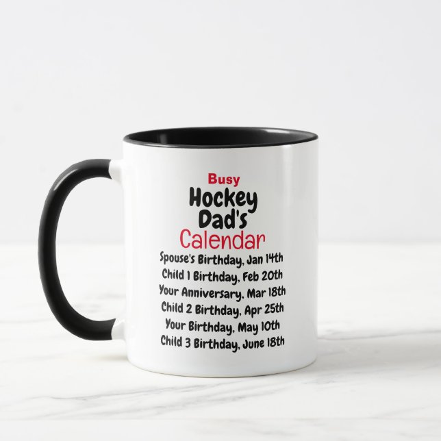 Busy Hockey Dad's Calendar Mug (Left)