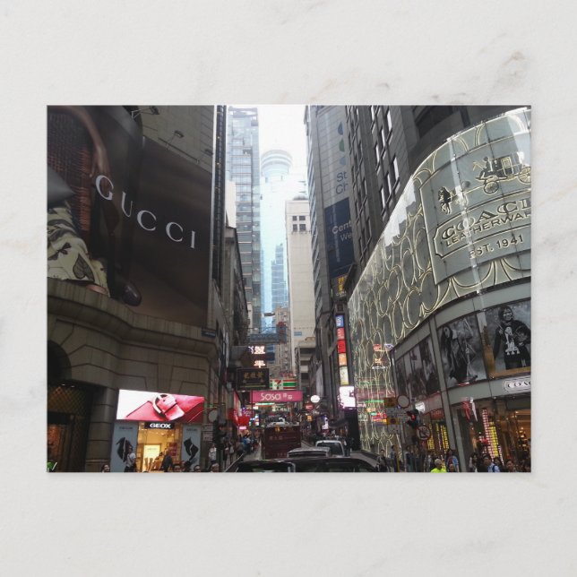 Busy Hong Kong Street Postcard (Front)