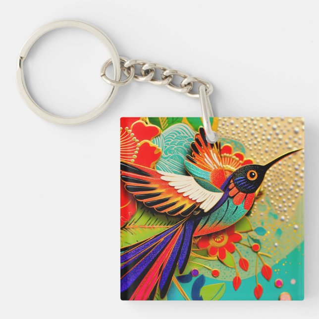 Busy Hummingbird Keychain (Front)