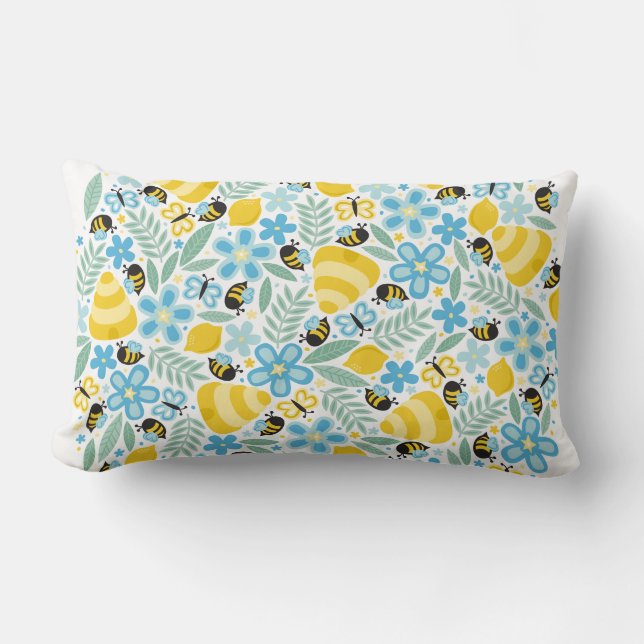 Busy Little Honeybees Lumbar Pillow (Front)