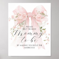 Busy Mom Address Floral Bow Girl Baby Shower