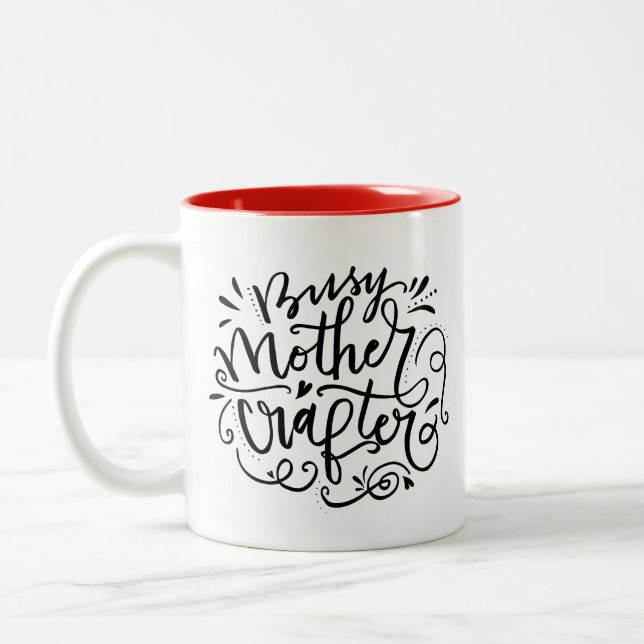 Busy Mother Crafter Two-Tone Coffee Mug (Left)