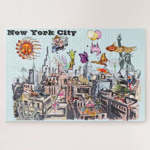 Busy New York City Surreal Pop Art Jigsaw Puzzle