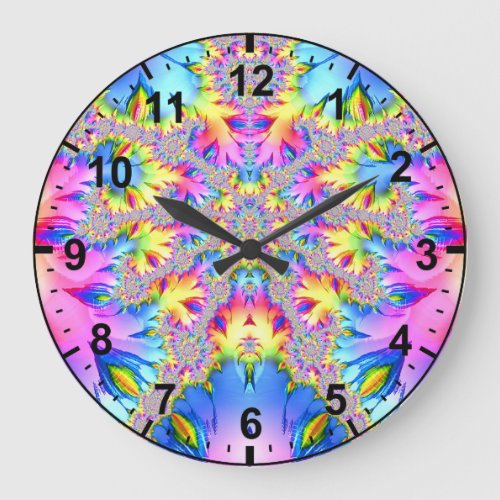 Busy Pastel Fractal   Large Clock