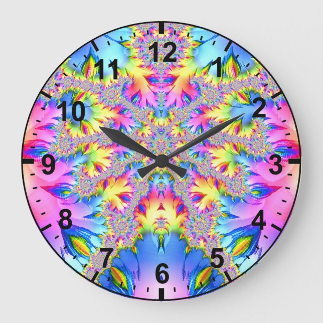 Busy Pastel Fractal ~  Large Clock (Front)