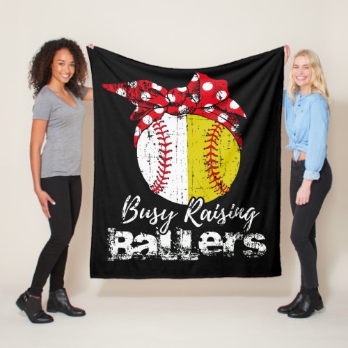 Busy Raising Ballers Softball Baseball Fleece Blanket
