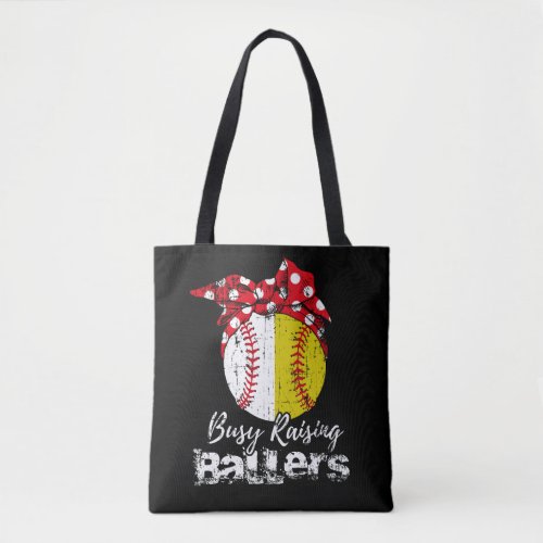 Busy Raising Ballers Softball Baseball Tote Bag