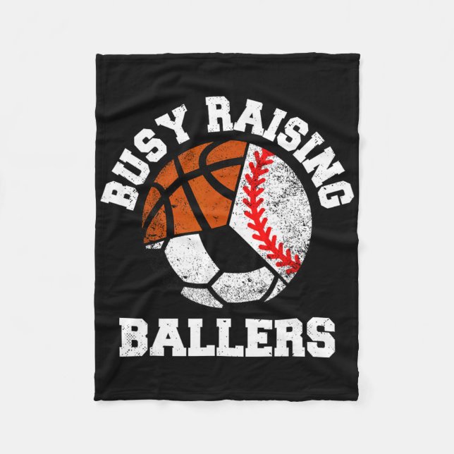 Busy Raising Byllers Funny Bysebyll Soccer Bysketb Fleece Blanket (Front)