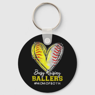 Busy Raising Llers Heart Mom Of Both Softll Sell M Keychain