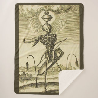 busy skeleton print sherpa blanket