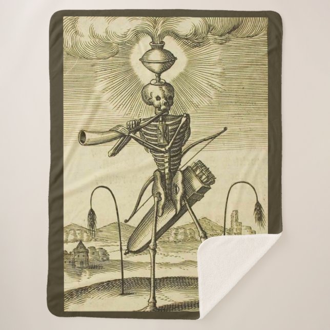 busy skeleton print sherpa blanket (Front)