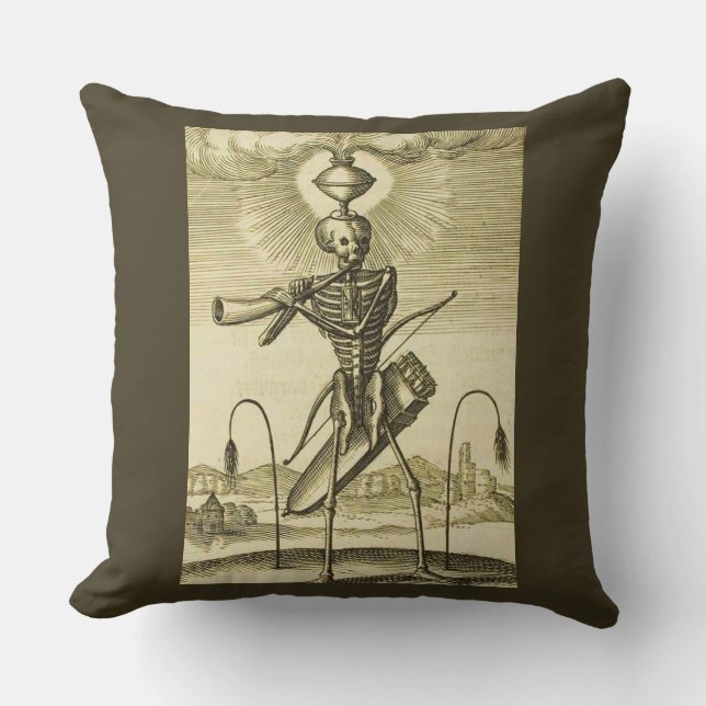 busy skeleton print throw pillow (Front)