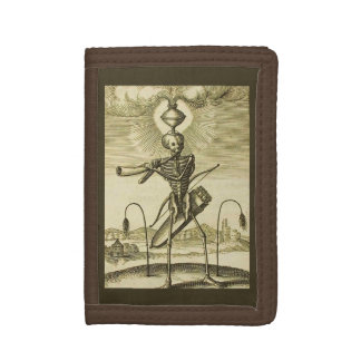 busy skeleton print trifold wallet