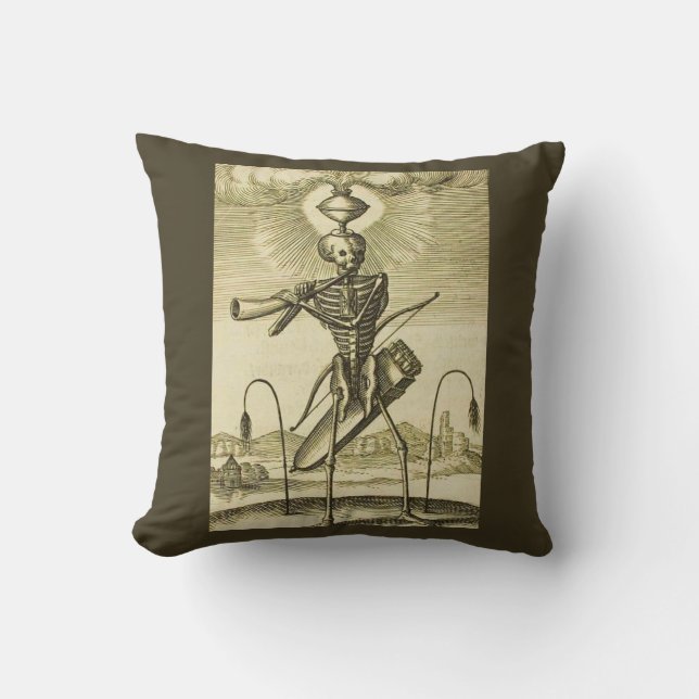 busy skeleton throw pillow (Front)