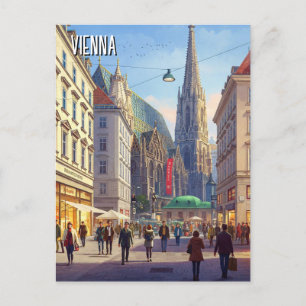 Busy Street Stephansplatz Vienna Austria Travel Postcard