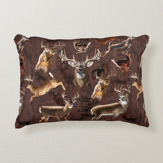 Busy Whitetail Deer Accent Pillow (Front)