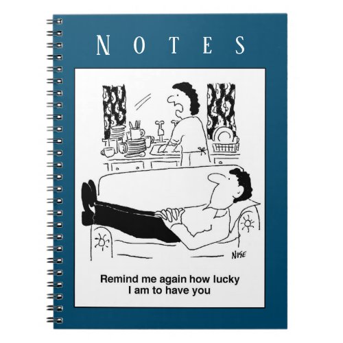 Busy Wife While Idle Husband Rests Funny Cover on Notebook
