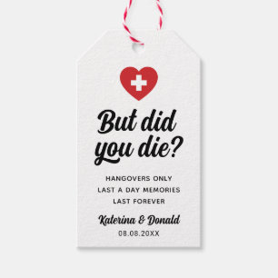 But Did You Die? Bachelorette Party Hangover Kit Gift Tags