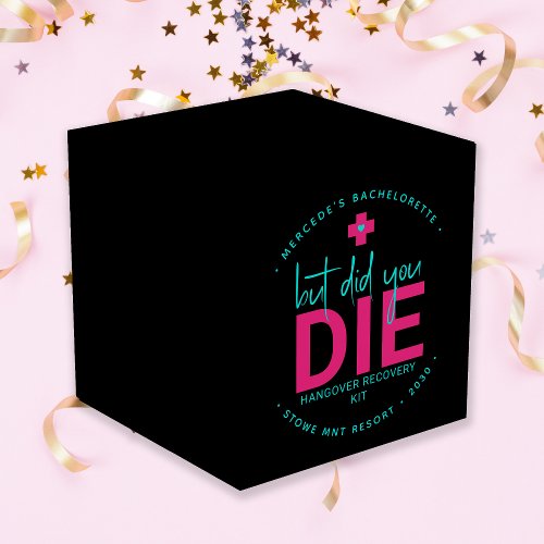 But Did You Die Neon Hot Pink Blue Hangover Kit Favor Boxes