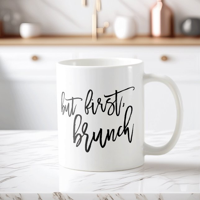 But First Brunch Typography Quote Coffee Mug (Creator Uploaded)