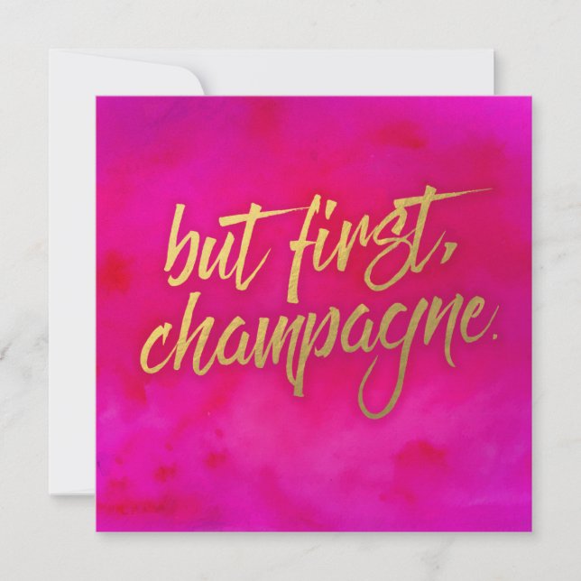 But First Champagne Invitation Pearl Shimmer Paper (Front)
