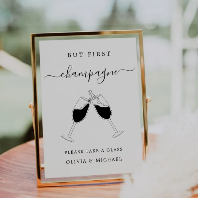 But First, Champagne Minimalist Bar Sign Invitation (But First, Champagne Minimalist Bar Sign Invitation)