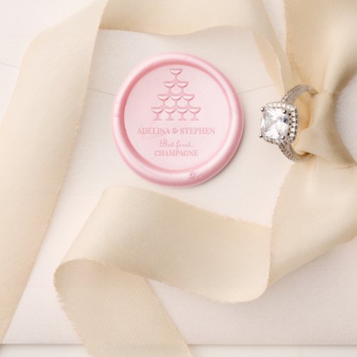 But First Champagne Tower Trendy Elegant Wedding  Wax Seal Stamp