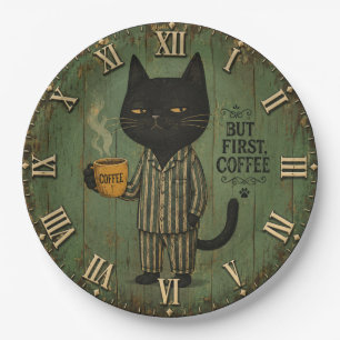 But First Coffee Black Cat Paper Plates