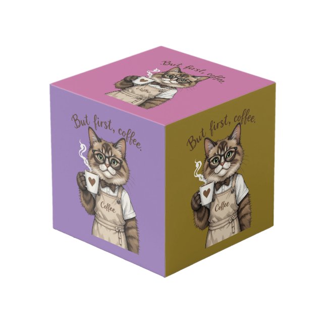 But First, Coffee Cat Cube (Front Angled)