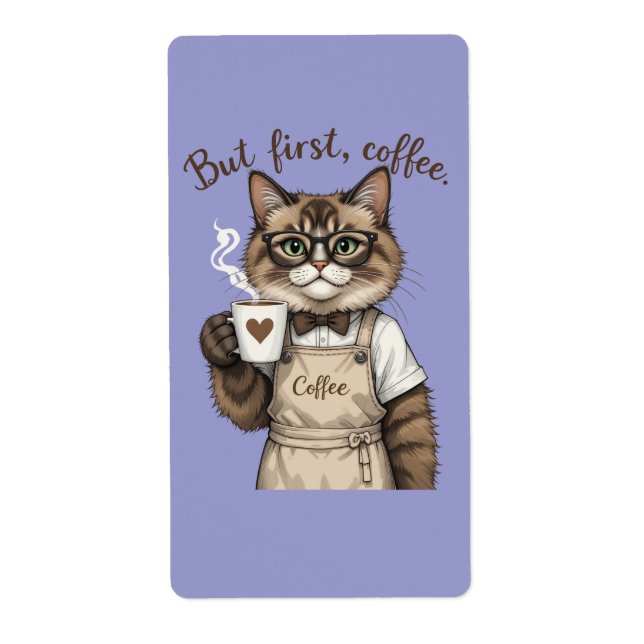 But First, Coffee Cat Label (Front)