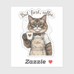 But First, Coffee Cat Sticker