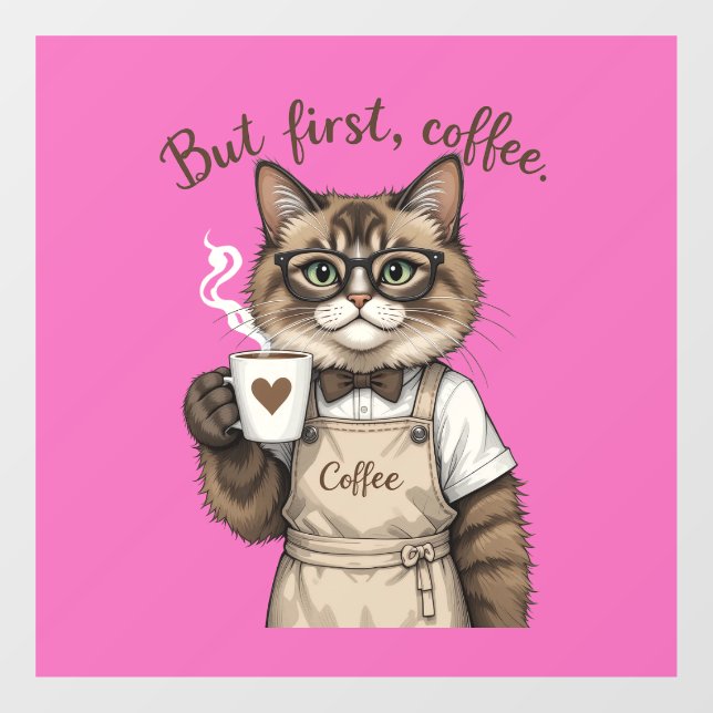 But First, Coffee Cat Window Cling (Sheet)