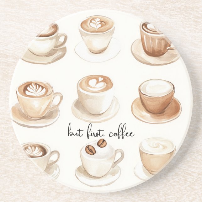 But First, Coffee Cups Coaster (Front)