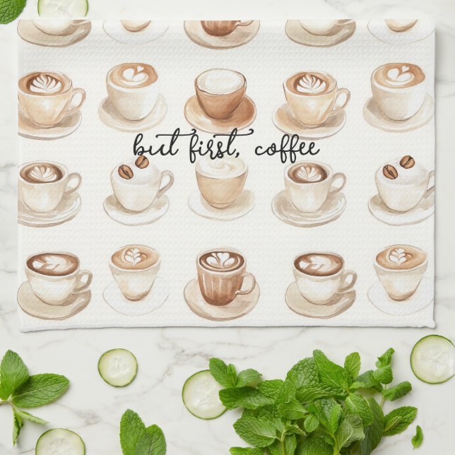 But First, Coffee Cups Kitchen Towel (Folded)