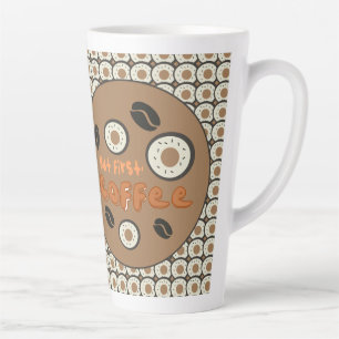 But First Coffee Frosted Donuts Brown  Latte Mug