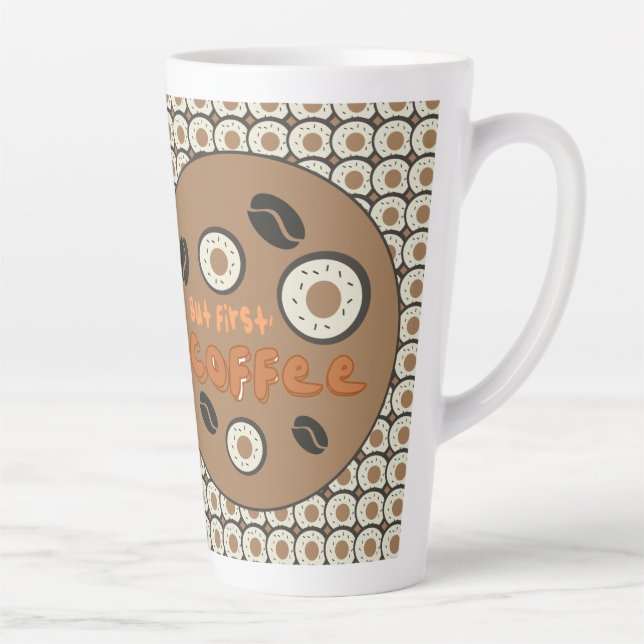 But First Coffee Frosted Donuts Brown  Latte Mug (Right)