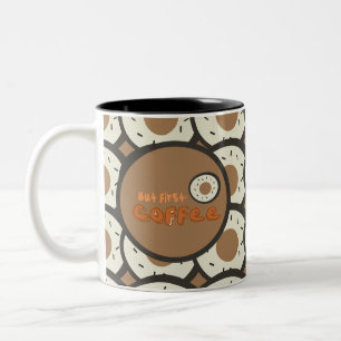 But First Coffee Frosted Donuts Brown Two-Tone Coffee Mug