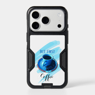 But First Coffee Fun Blue Coffee Cup Saucer Beans iPhone 17 Pro Case