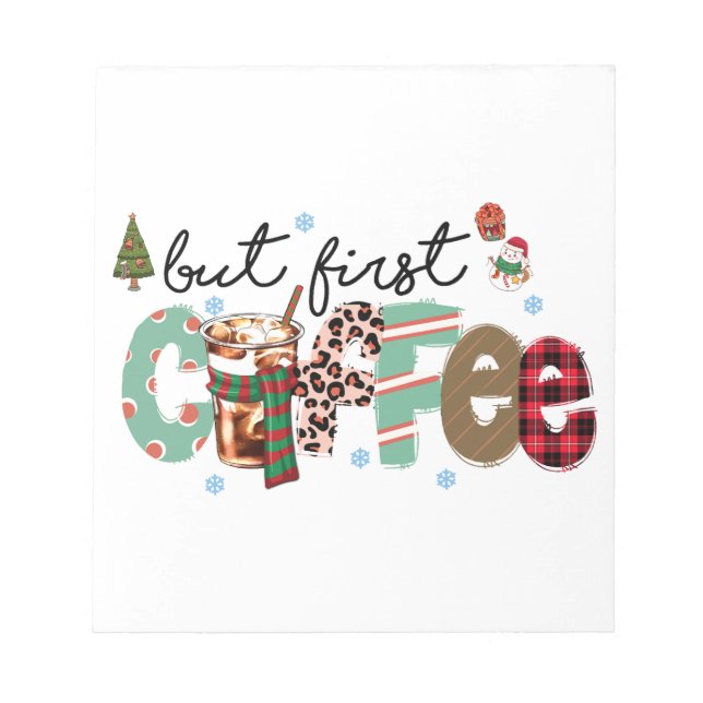 But First Coffee Merry Christmas Notepad (Front)